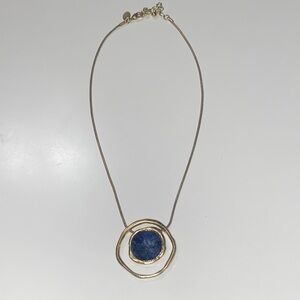 Lia Sophia Gold Tone and Blue Stone Pendant Delicate Necklace